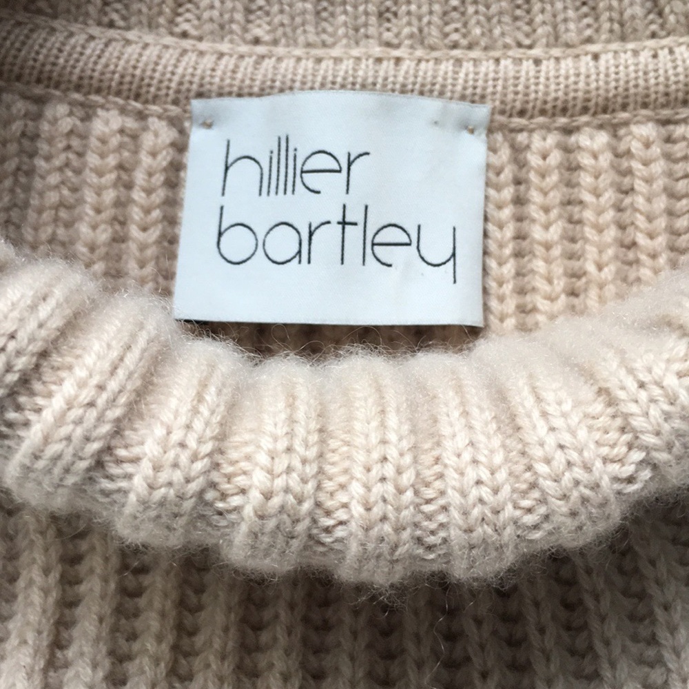 Hillier Bartley Cashmere Fringe Oversized Turtleneck Sweater Cream Gold S / M - Picture 4 of 16
